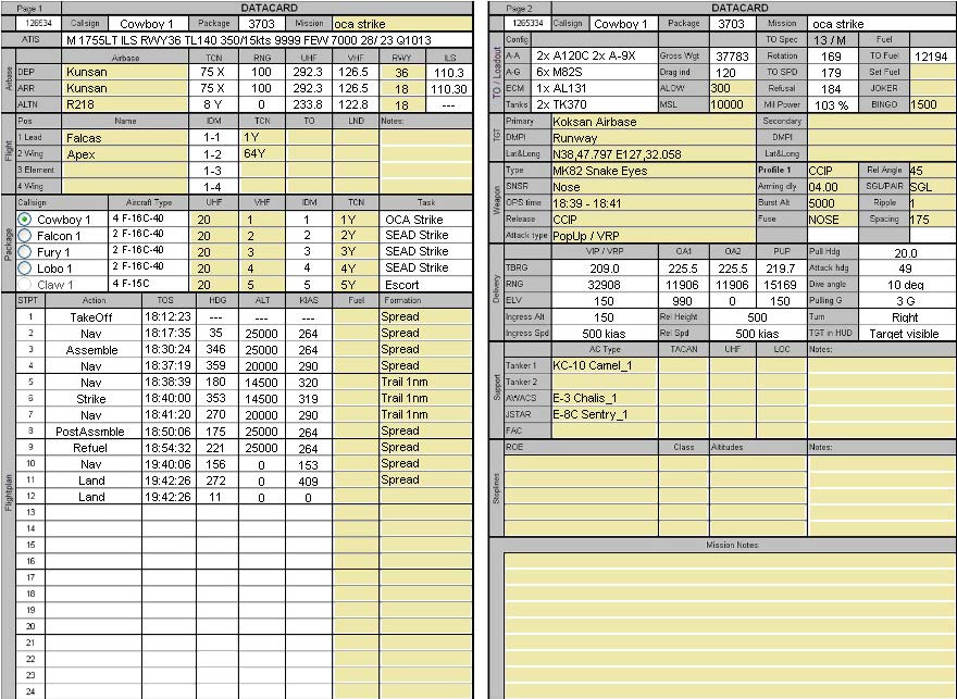 F16C Mission Data Card